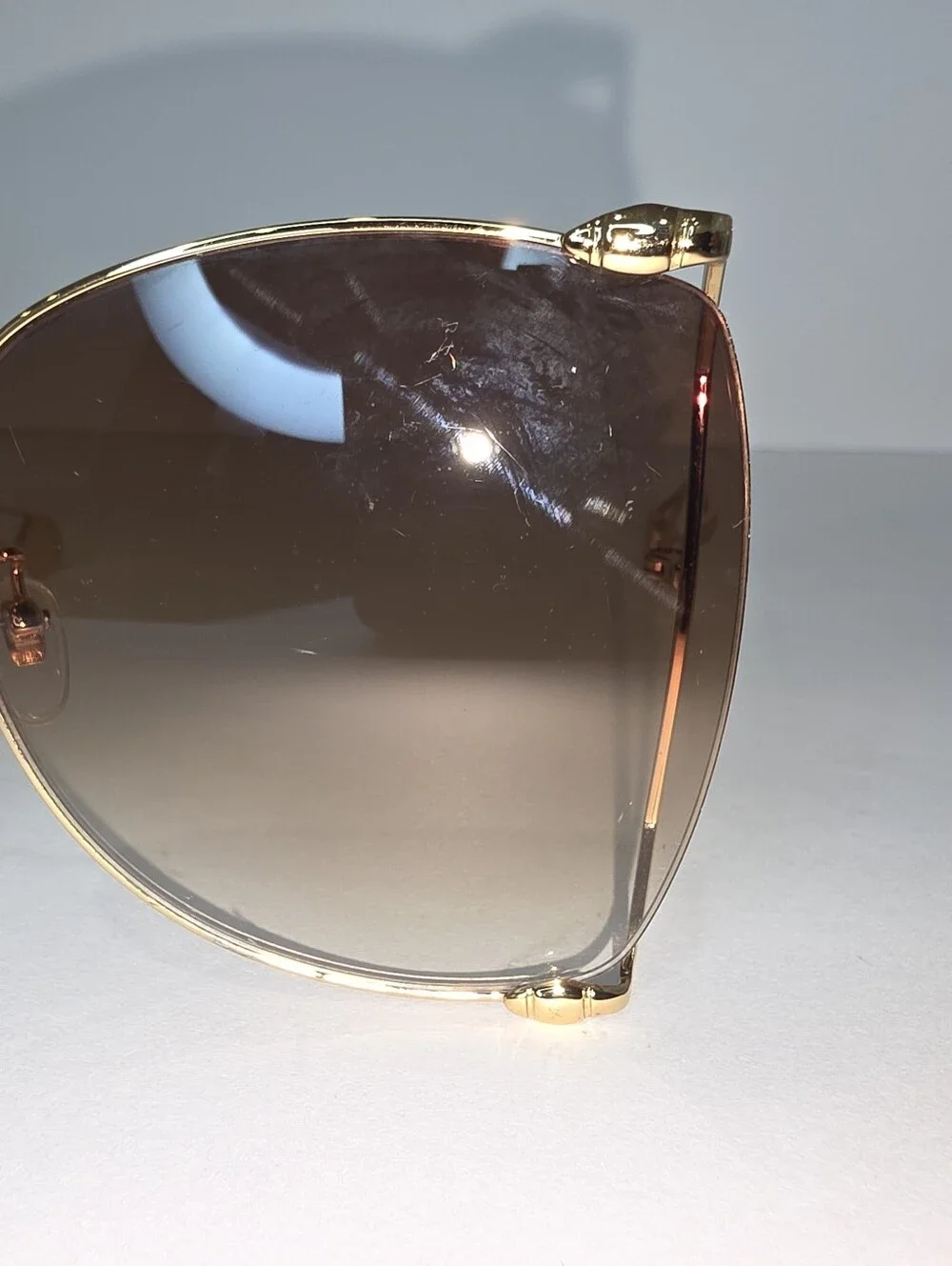 Gucci Authentic Metal Oversized Round Sunglasses GG0252S Gold Brown